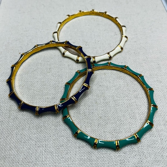 Stella & Dot set of three bangles. White, blue and green. - Picture 2 of 2